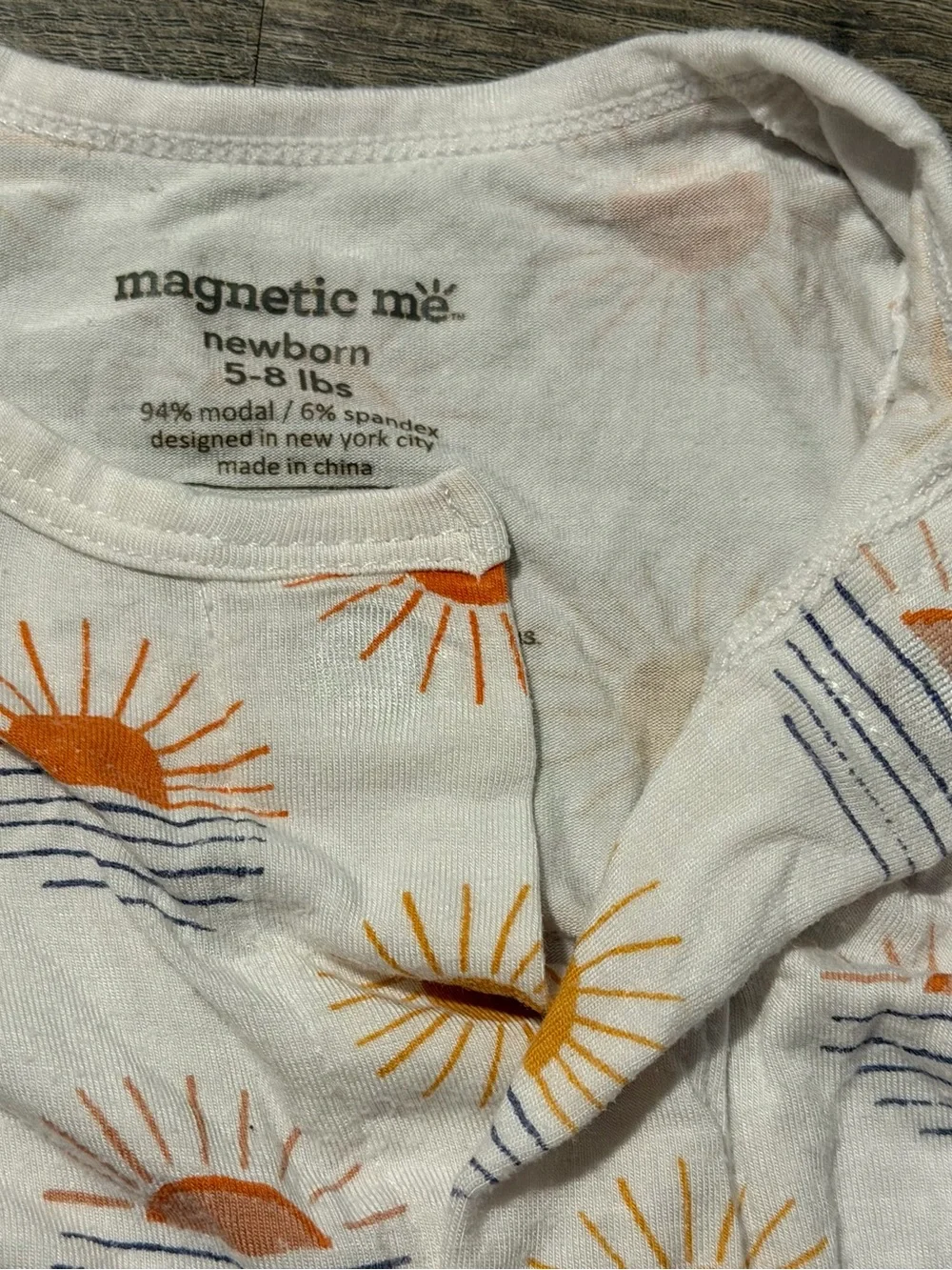 Newborn Magnetic Me Modal Footed Sleeper Pajama with Sun Pattern